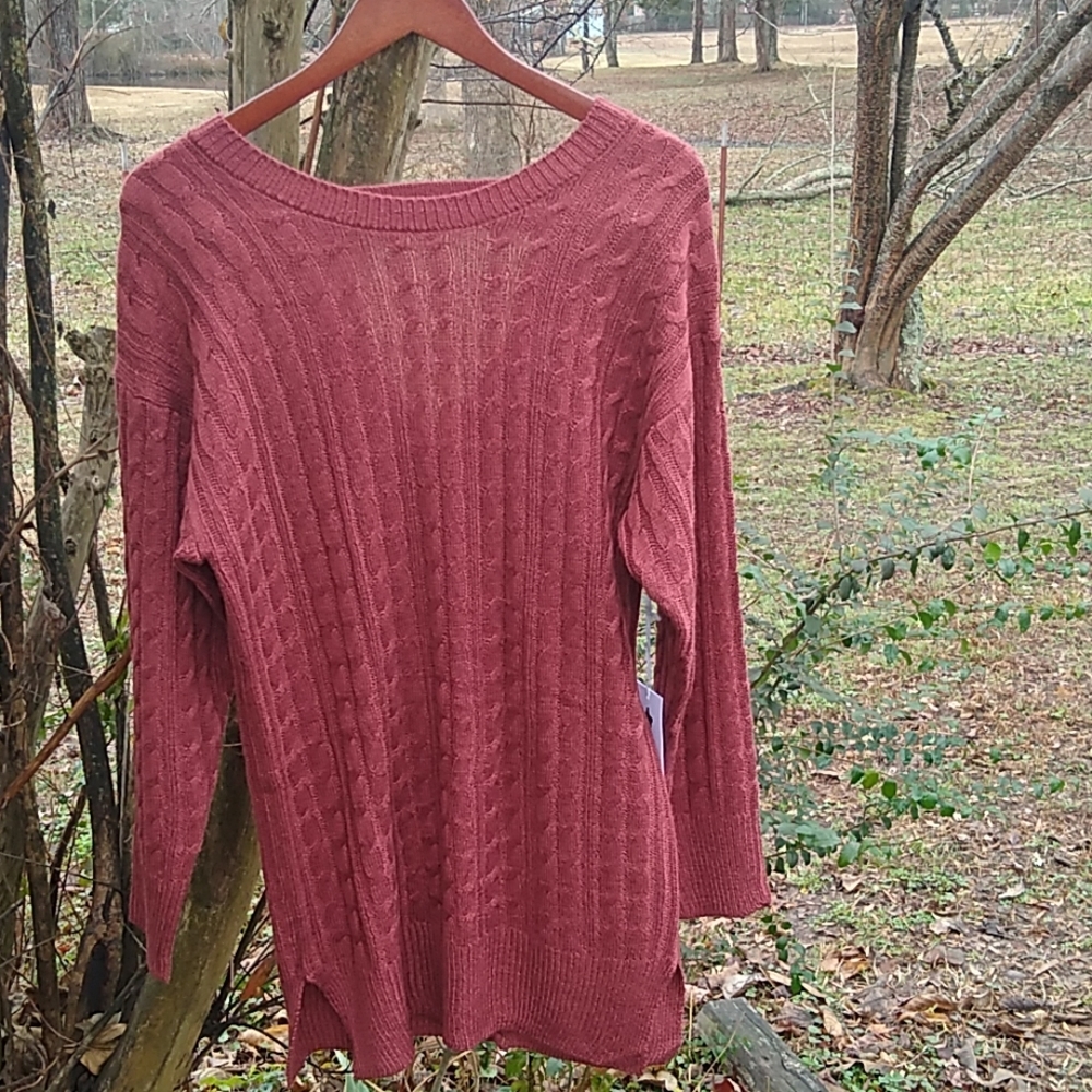 Brown Cable knit long sweater large